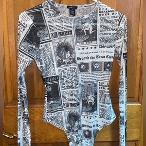 Rue 21 mesh newspaper bodysuit